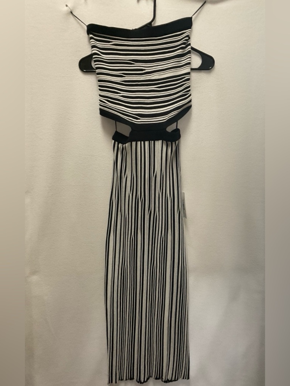 Mario Black & White Striped Cutout Maxi Dress